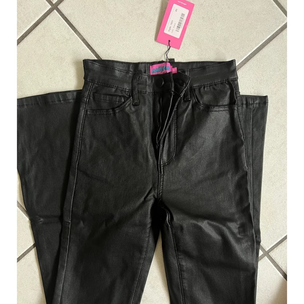 Edikted Black Boot Cut /Flare Leather Pants